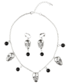 Collier + boucles d'oreilles crâne