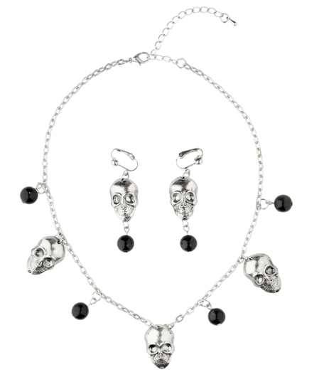 Collier + boucles d'oreilles crâne