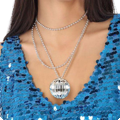 Collier boule disco argenté