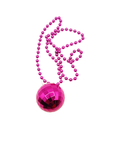 Collier disco boule fuchsia