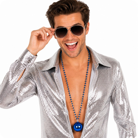 Collier disco à pendentif boule bleue