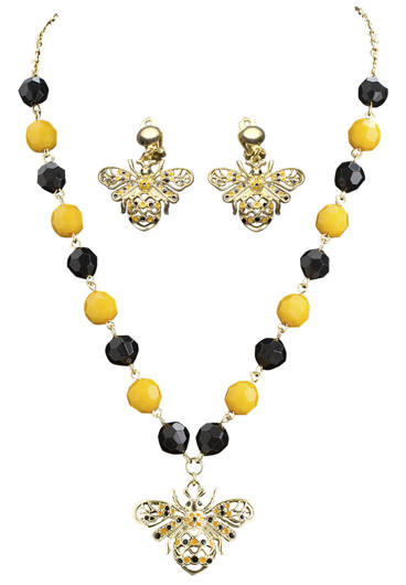Collier et boucles d'oreilles abeille