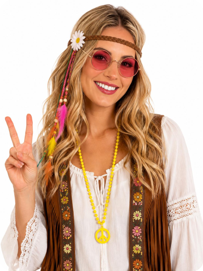 Collier hippie de la paix jaune