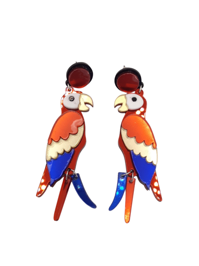 Colored parrot earrings