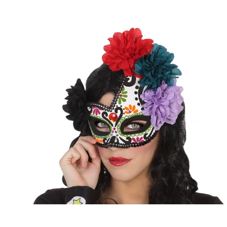 Colorful mask with flowers for Day of the Dead