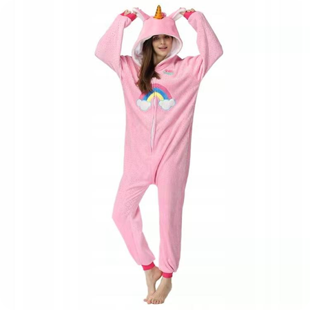 Combinaison licorne rose paillettes/arc-en-ciel