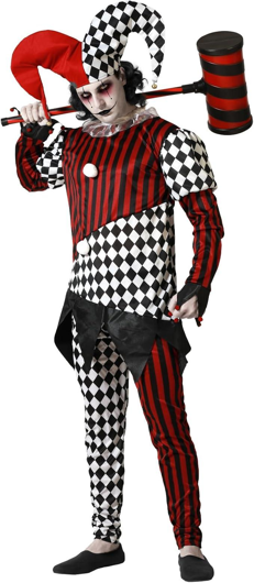 Costume d'Arlequin blanc et noir avec chapeau pour femme adulte