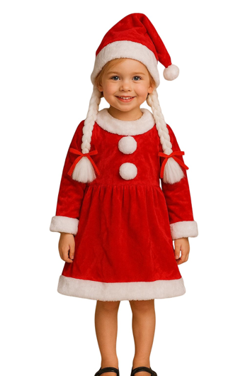 Costume de déguisement de fille du Père Noël