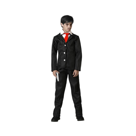 Costume de fantôme rayé noir avec cravate rouge pour enfant