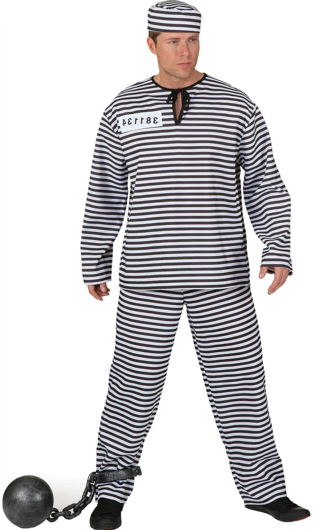 Costume de prisonnier méchant en noir et blanc