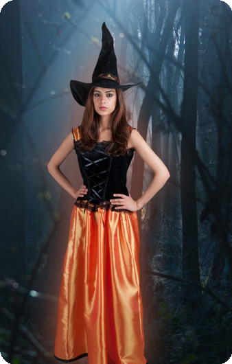Costume de Sorcière orange Alexandrie