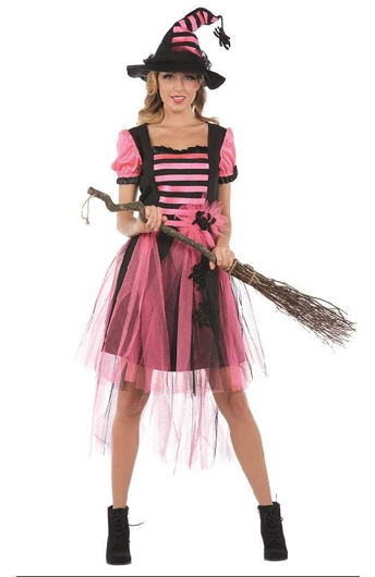 Costume de sorcière pour dames en rose noir