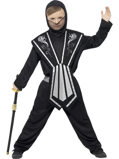 Costume ninja enfant noir-argent