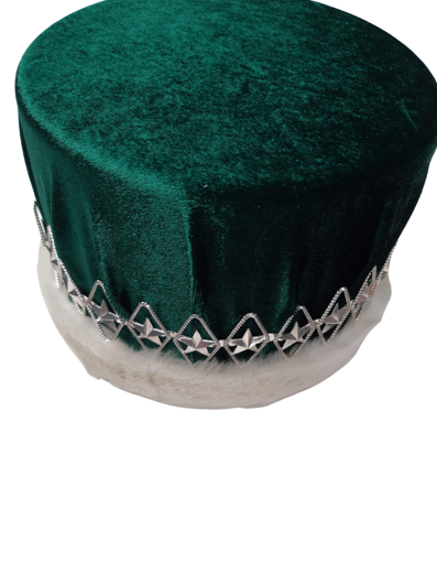 Couronne royale verte avec des ornements en argent luxueux