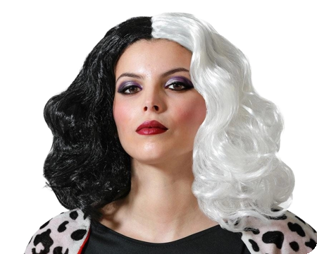 Cruella Pruik Zwart-Wit
