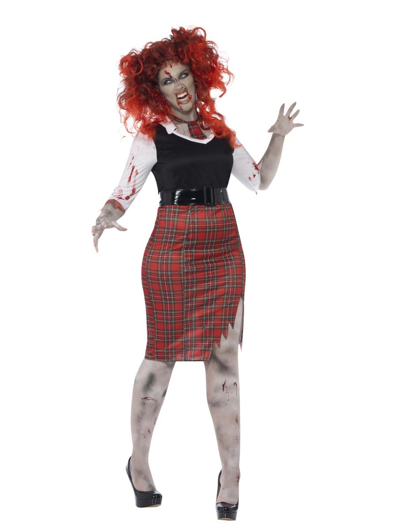 Curves zombie sexy schoolmeisje halloween kostuum