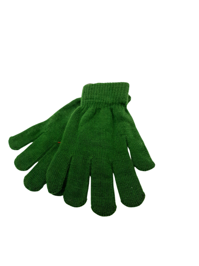 Dark green knitted gloves