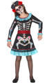 Day of the dead meisje skelet verkleed jurk voor halloween