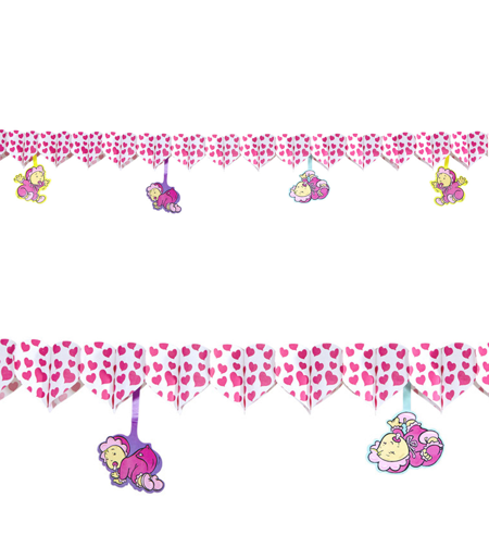 Decoration guirlande pink hearts baby shower