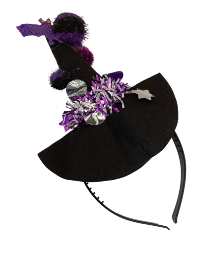 Diadem witch hat black with spider