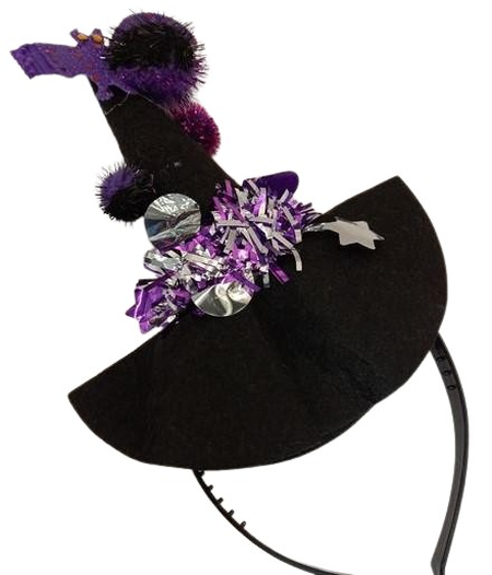 Diadème chapeau de sorcière noir avec chauve-souris