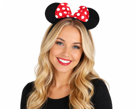 Diadème Minnie avec nœud rouge avec ampoules