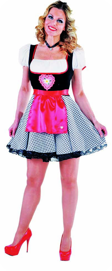 Dirndl Jurk Zwart met Rode Accenten