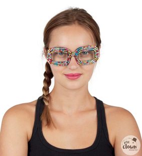 disco glasses with multicolor rhinestone