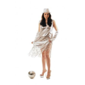 Disco glitter dress silver with fringes