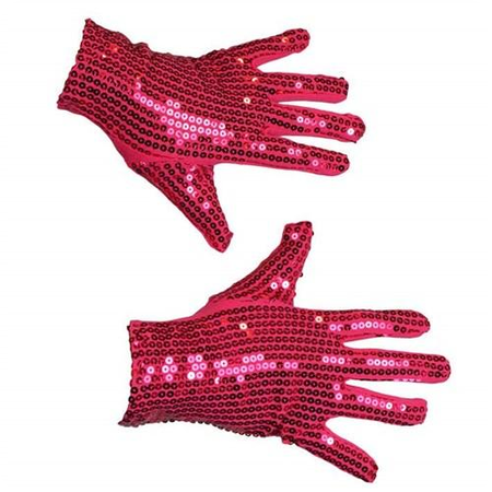 Disco handschoenen met roze glitters