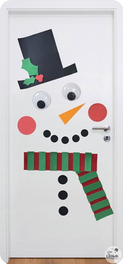 DIY deur decoratie sneeuwman