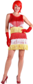 Dress with fringes in red, white and yellow