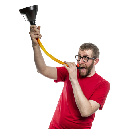 Drinking hose with funnel
