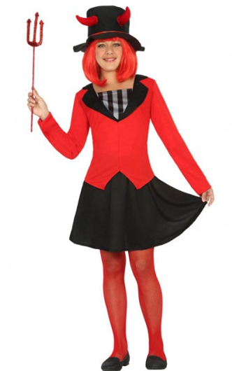 Duivels Meisje Kostuum - Rood en Zwart