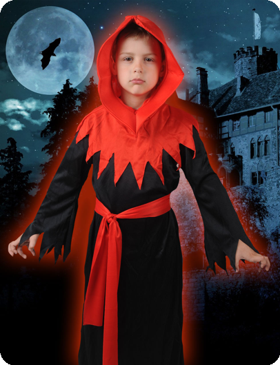 Déguisement fantôme noir et rouge