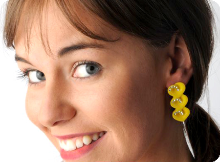 Earrings hearts yellow