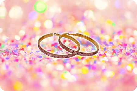 Earrings Large Ring Glitter pink