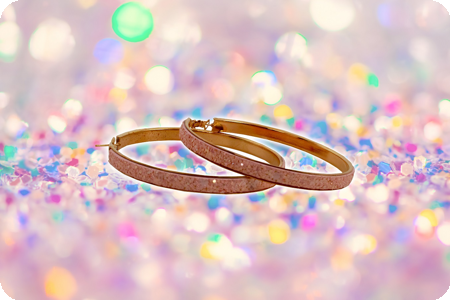 Earrings large ring Glitter salmon pink