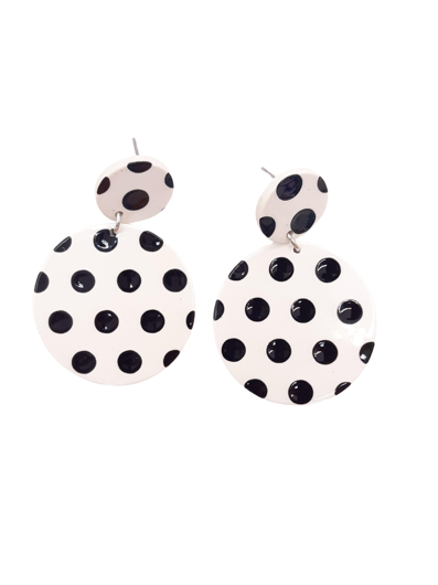 earrings retro white with black dots