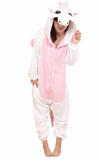 Eenhoorn onesie wit/lichroze