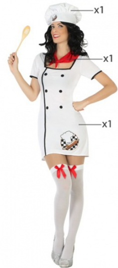 Elegant Dames Chef-Kok Kostuum - Wit met Accenten