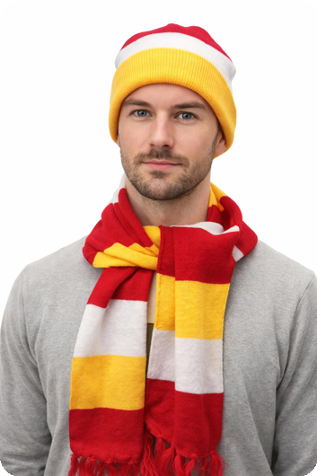 Ensemble bonnet et écharpe aux couleurs d'Alost