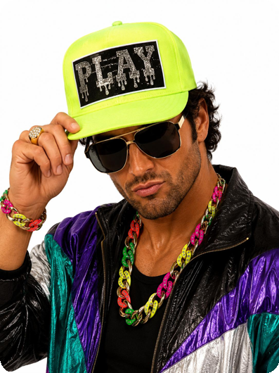 Ensemble collier et bracelet disco fluo néon avec strass des années 80