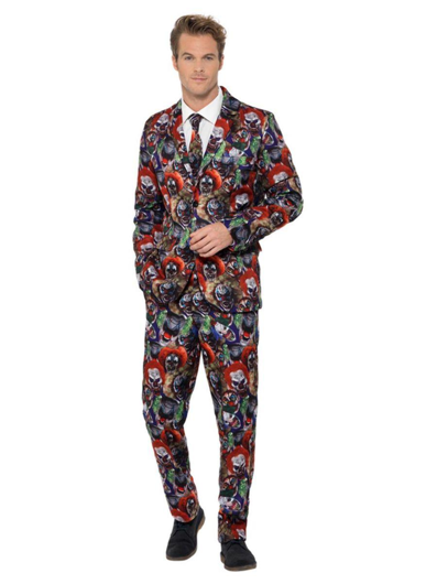 evil clown stand out kostuum met das