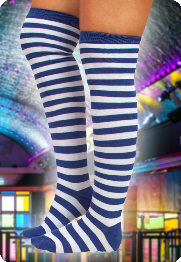 Fashion Knee stocking blue white striped
