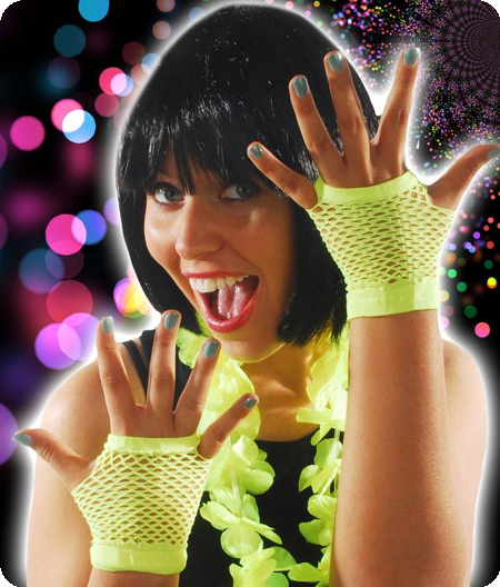 Fishnet gloves bright yellow