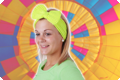 Fluo gele Hoofdband met  strik