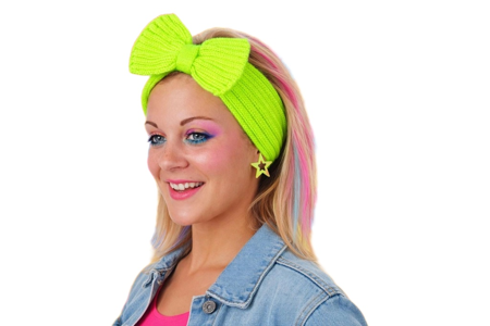 Fluo gele Hoofdband met  strik