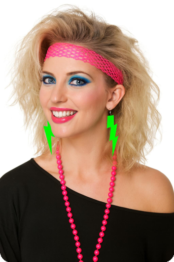 Fluo groene flash bliksem jaren 80 oorringen