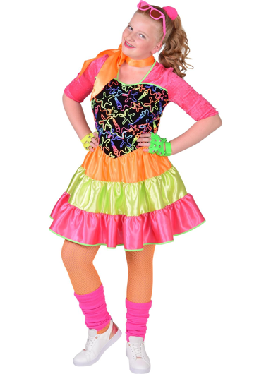 fluo jurk jaren 80 voor meisjes